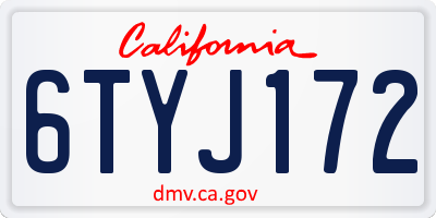 CA license plate 6TYJ172