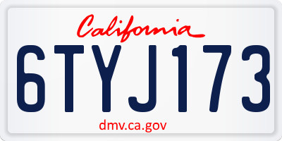 CA license plate 6TYJ173