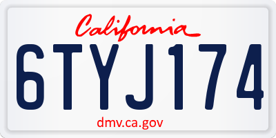 CA license plate 6TYJ174