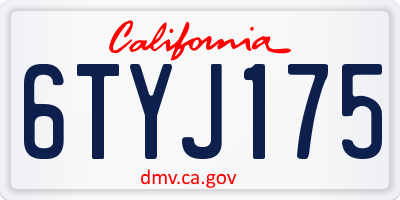 CA license plate 6TYJ175