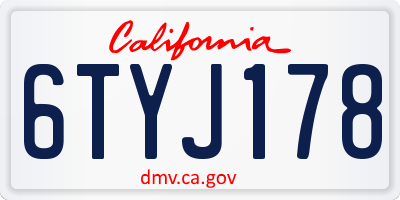 CA license plate 6TYJ178