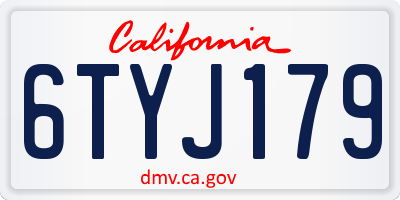 CA license plate 6TYJ179