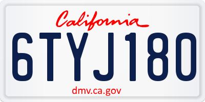 CA license plate 6TYJ180