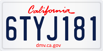 CA license plate 6TYJ181