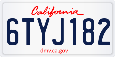 CA license plate 6TYJ182