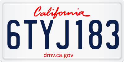 CA license plate 6TYJ183