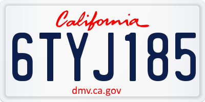 CA license plate 6TYJ185