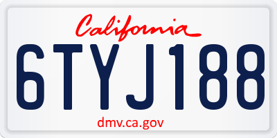 CA license plate 6TYJ188
