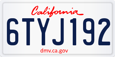 CA license plate 6TYJ192