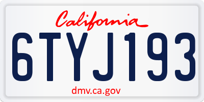 CA license plate 6TYJ193