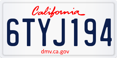 CA license plate 6TYJ194