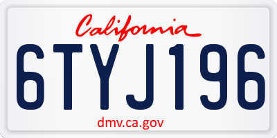 CA license plate 6TYJ196