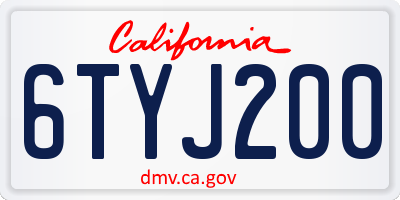 CA license plate 6TYJ200