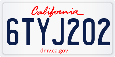 CA license plate 6TYJ202