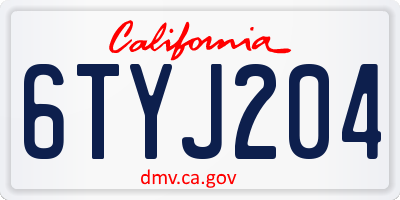 CA license plate 6TYJ204
