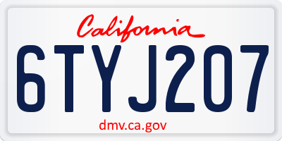 CA license plate 6TYJ207