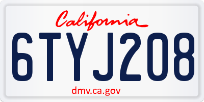 CA license plate 6TYJ208