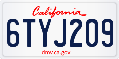 CA license plate 6TYJ209
