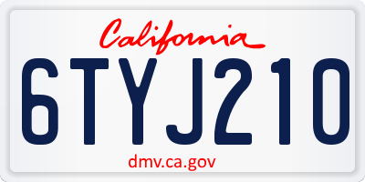 CA license plate 6TYJ210