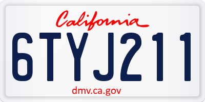 CA license plate 6TYJ211