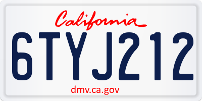 CA license plate 6TYJ212