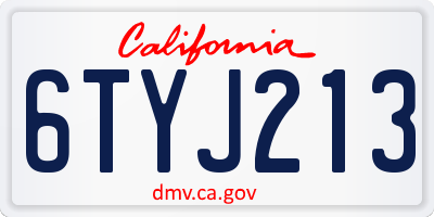 CA license plate 6TYJ213