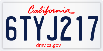 CA license plate 6TYJ217
