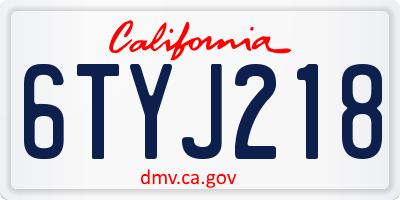 CA license plate 6TYJ218