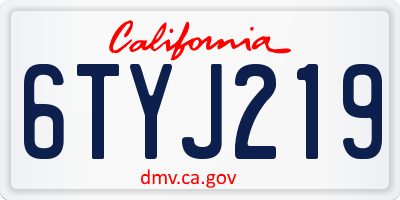 CA license plate 6TYJ219