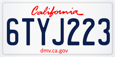 CA license plate 6TYJ223