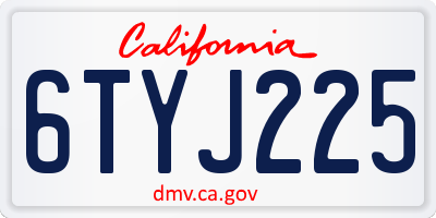 CA license plate 6TYJ225