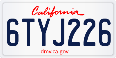 CA license plate 6TYJ226