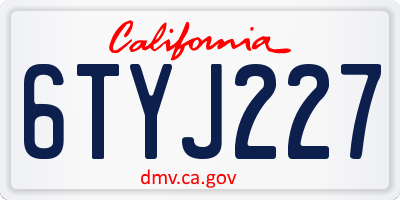 CA license plate 6TYJ227