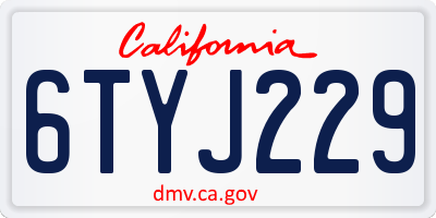 CA license plate 6TYJ229