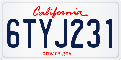 CA license plate 6TYJ231