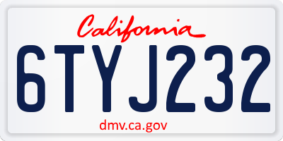 CA license plate 6TYJ232