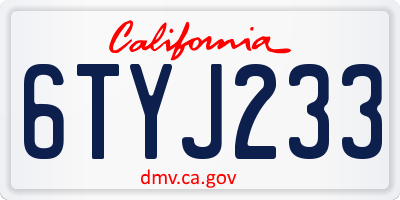 CA license plate 6TYJ233