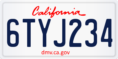 CA license plate 6TYJ234
