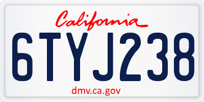 CA license plate 6TYJ238