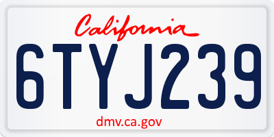 CA license plate 6TYJ239
