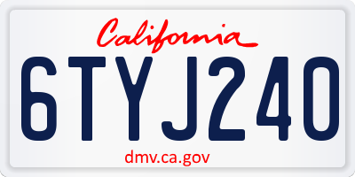 CA license plate 6TYJ240