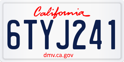 CA license plate 6TYJ241