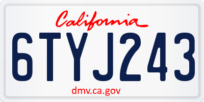 CA license plate 6TYJ243