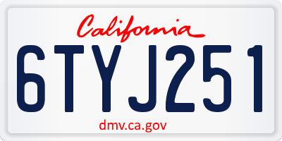 CA license plate 6TYJ251
