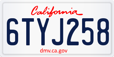 CA license plate 6TYJ258
