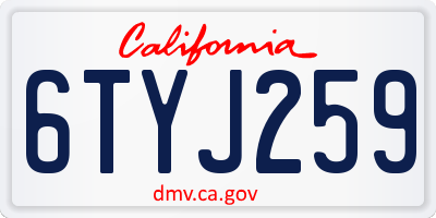 CA license plate 6TYJ259