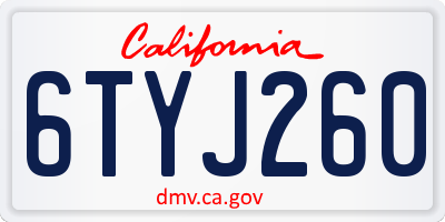 CA license plate 6TYJ260