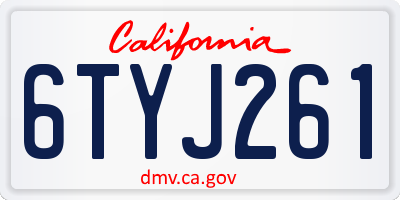 CA license plate 6TYJ261