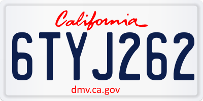 CA license plate 6TYJ262