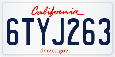 CA license plate 6TYJ263